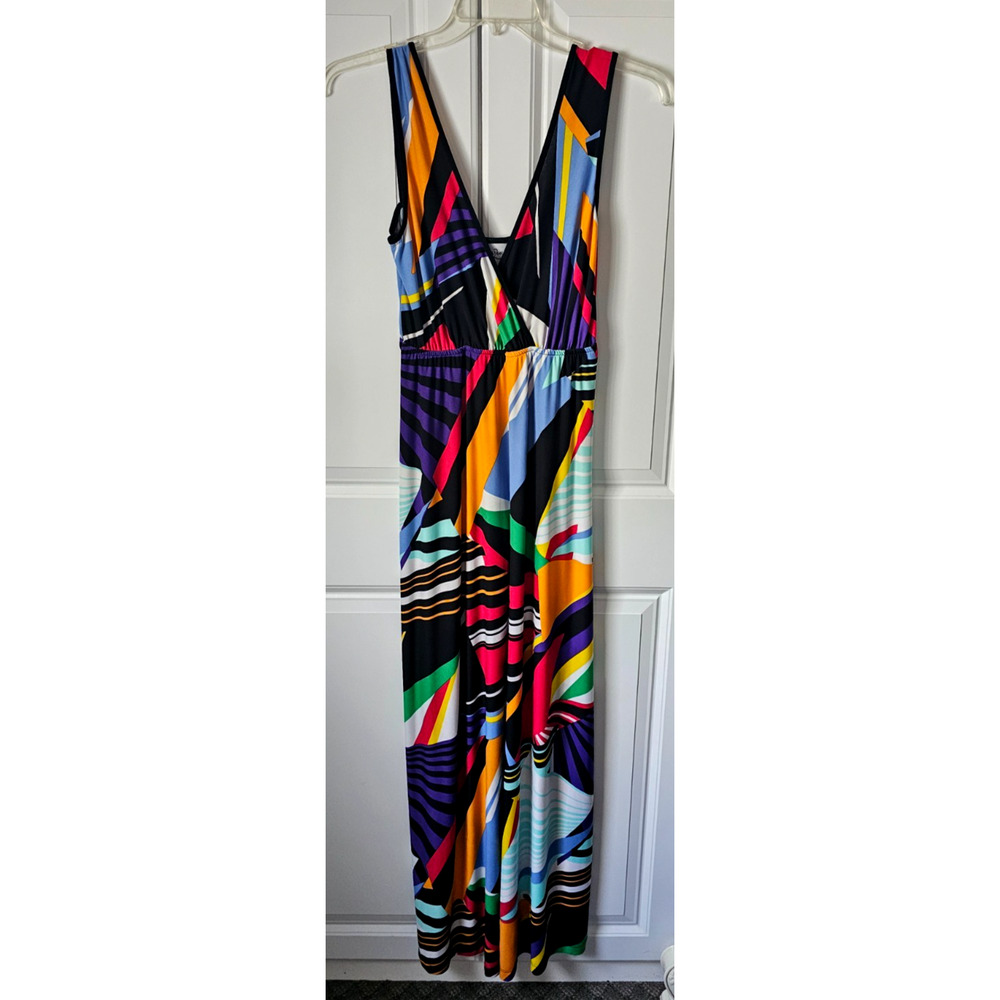 Woman's Dream Dance Color Block Stunning Maxi Sleeveless Dress Size Large